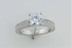 Platinum Diamond Precision Set Hand Engraved Flush Fit Ring Mounting