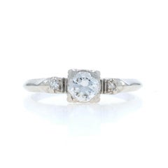 Platinum Diamond Retro Engagement Ring - 950 Transitional .54ctw Vintage