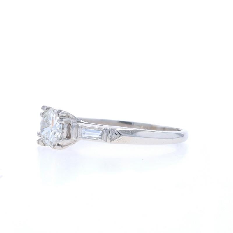 Platinum Diamond Retro Engagement Ring Transitional.65ctw Vintage Knife-Edge Sz7 In Good Condition For Sale In Greensboro, NC