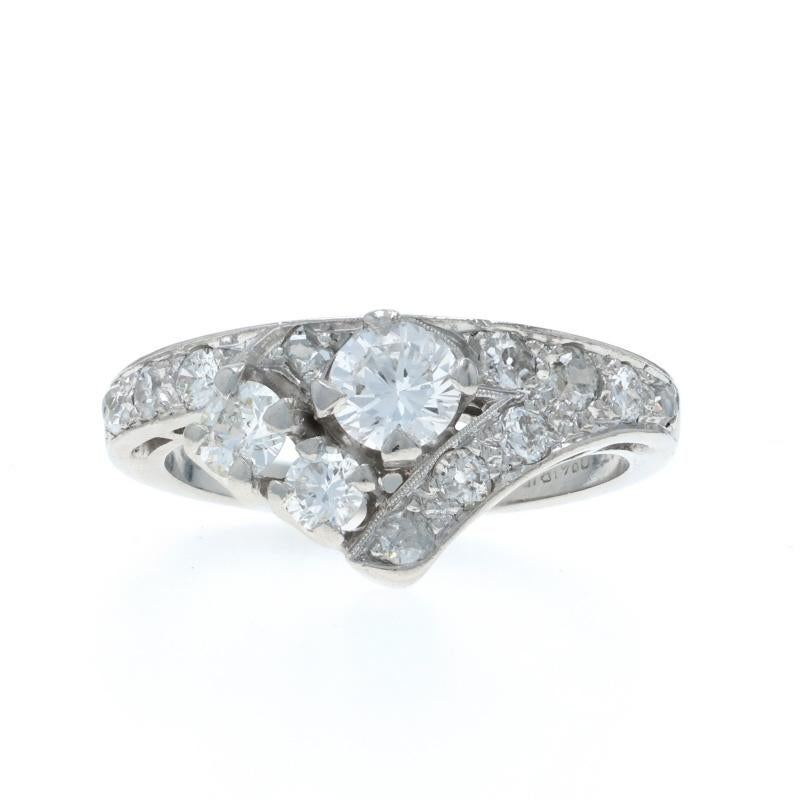 Platinum Diamond Retro Ring - 950 Transitional 1.20ctw Vintage For Sale