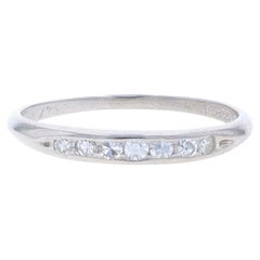 Platinum Diamond Vintage Wedding Band - 900 Single Cut .22ctw Vintage Ring