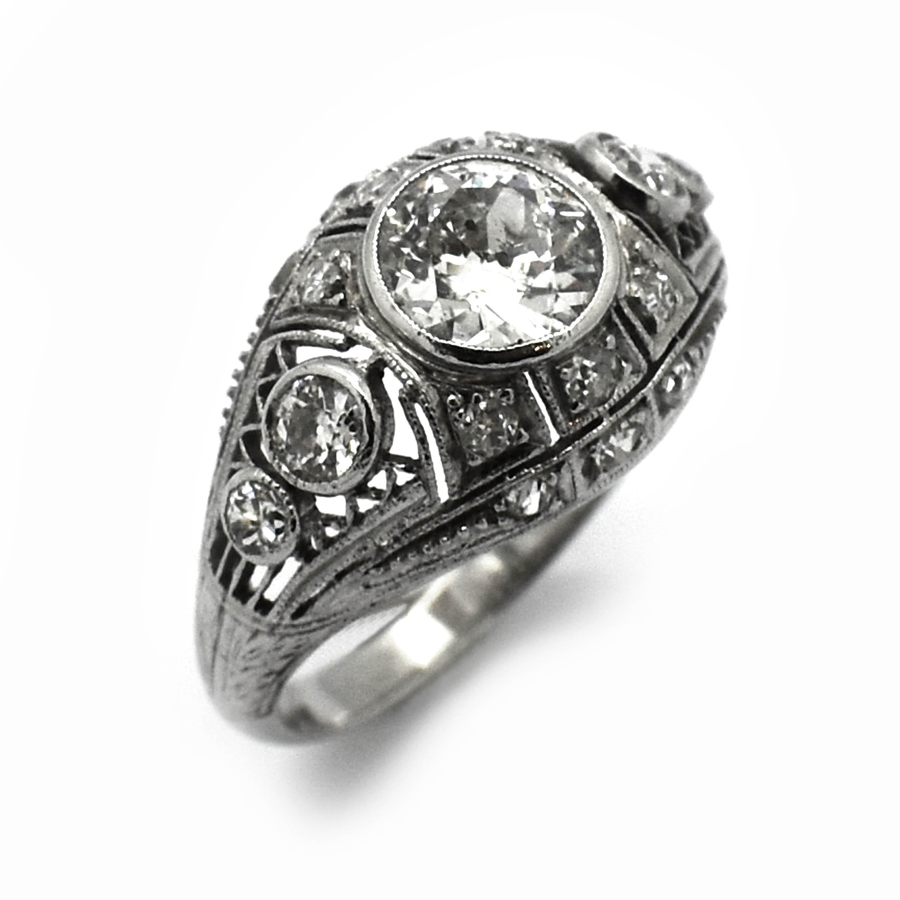 Modern Platinum Diamond Ring, 1.38 Carat