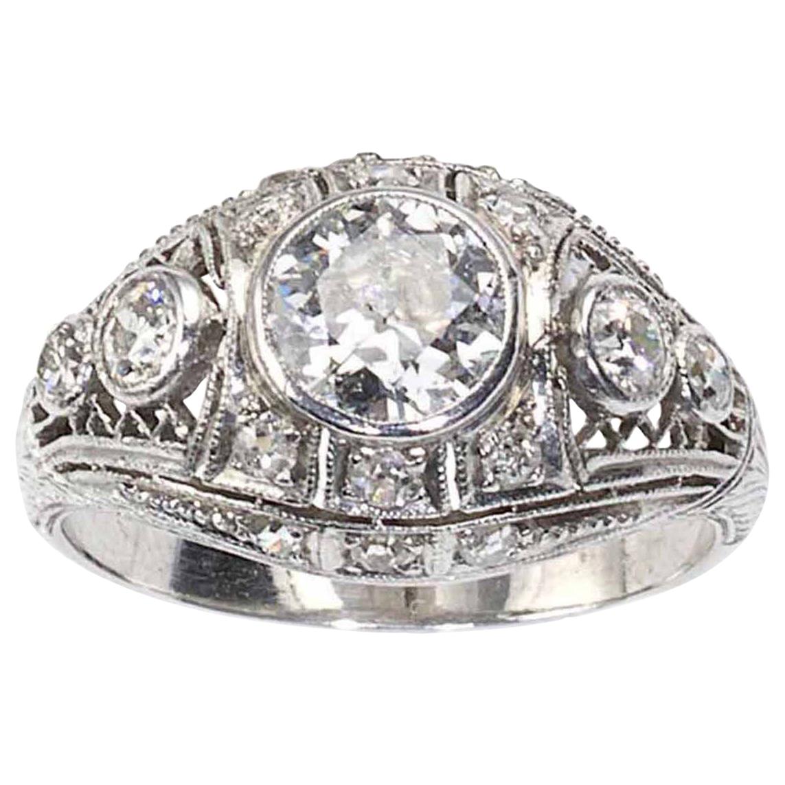 Platinum Diamond Ring, 1.38 Carat