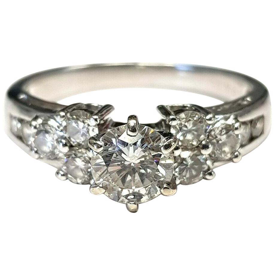 Platinum Diamond Ring 1.69 Total Weight