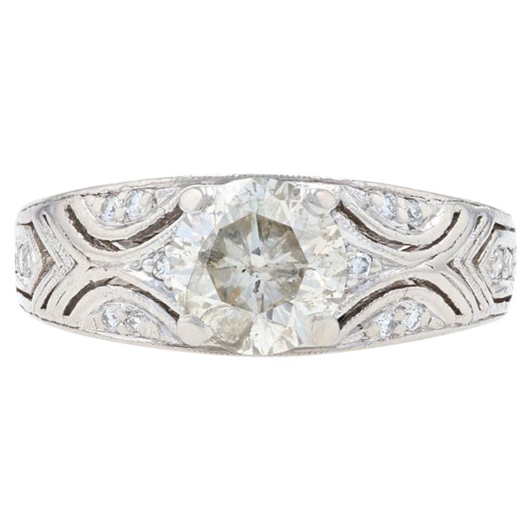 Platinum Diamond Ring, 900 Round Brilliant Cut 1.65 Carat For Sale