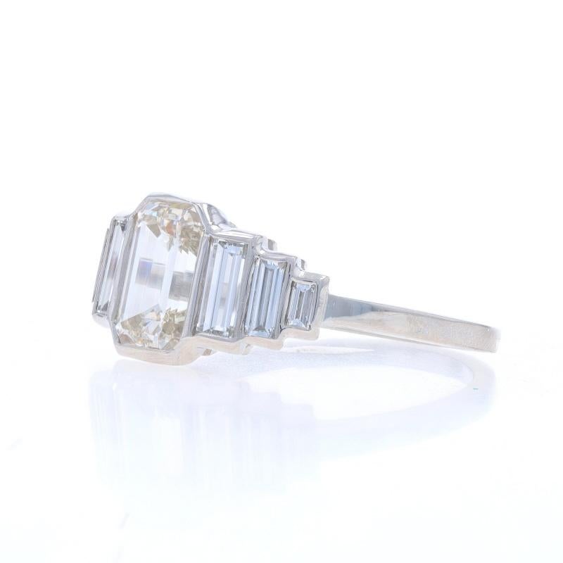 Platinum Diamond Ring - 950 Emerald Cut 2.16ctw GIA Engagement In Excellent Condition In Greensboro, NC