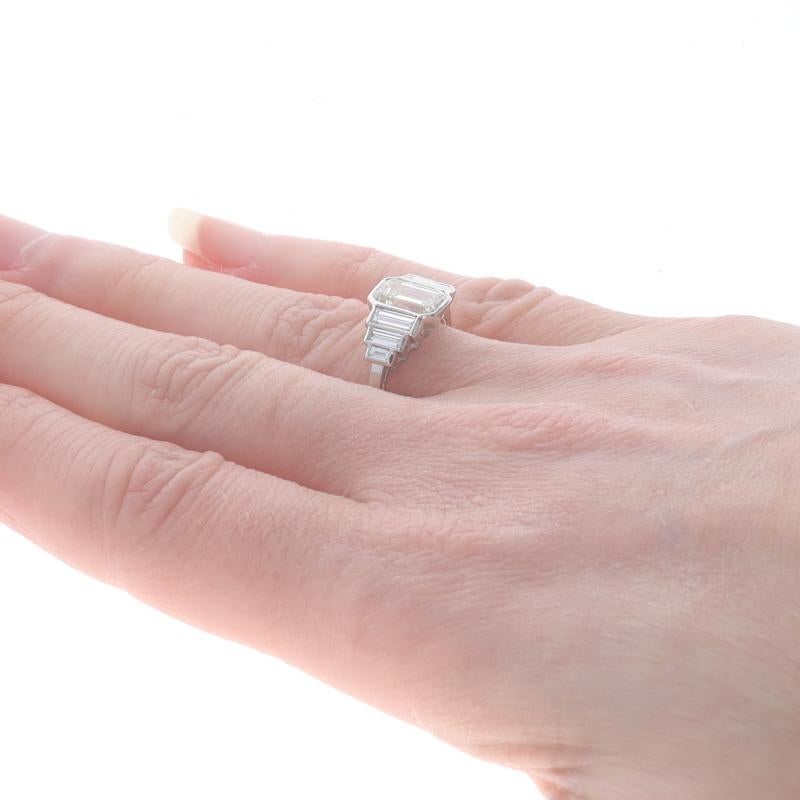 Women's Platinum Diamond Ring - 950 Emerald Cut 2.16ctw GIA Engagement For Sale