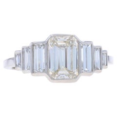 Platinum Diamond Ring - 950 Emerald Cut 2.16ctw GIA Engagement