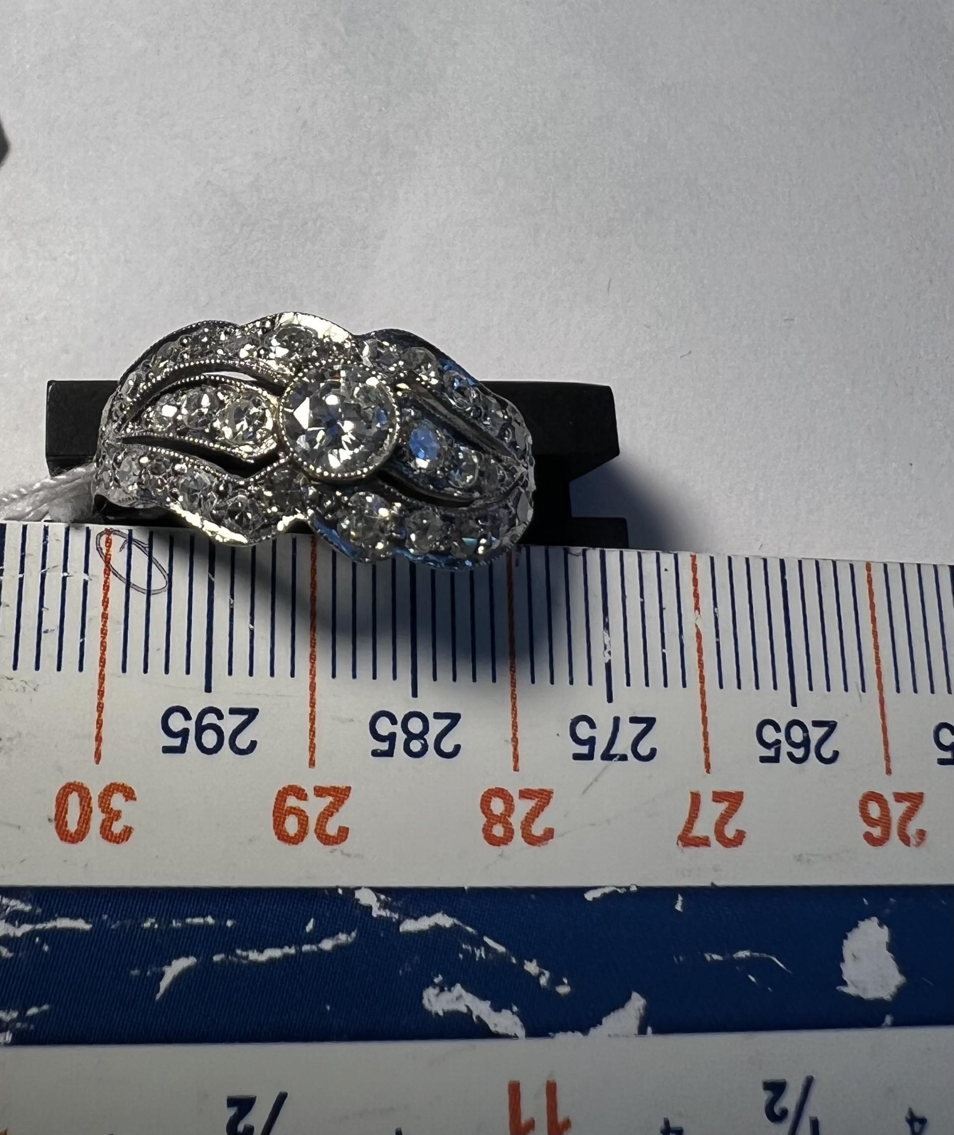 Anello di diamanti in platino con fascia di fidanzamento vintage 1,41 TDW in vendita 10