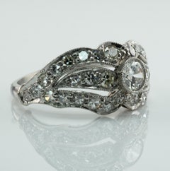 Platinum Diamond Ring Band Vintage Engagement Wedding 1.41 TDW