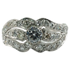 Platinum Diamond Ring Band Vintage Engagement Wedding 1.41 TDW