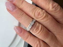 Platinum diamond ring chanel set princess cut diamonds band PT950