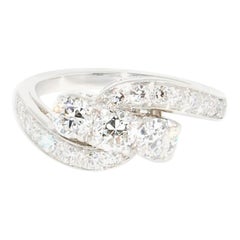 Platinum Diamond Ring circa 1935, Vintage Twisting Embrace Style