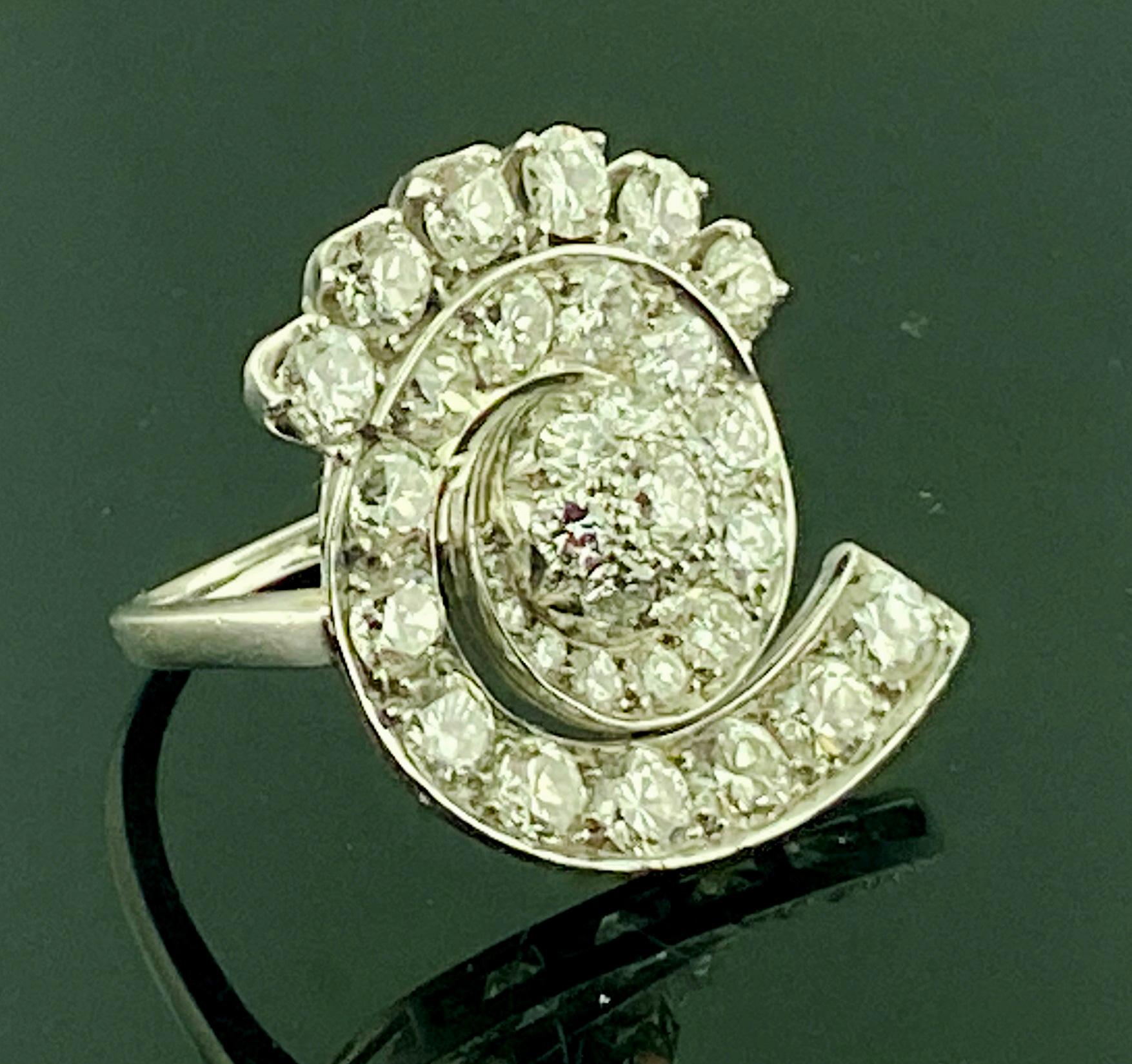Platinum Diamond Ring Circular Design For Sale 3