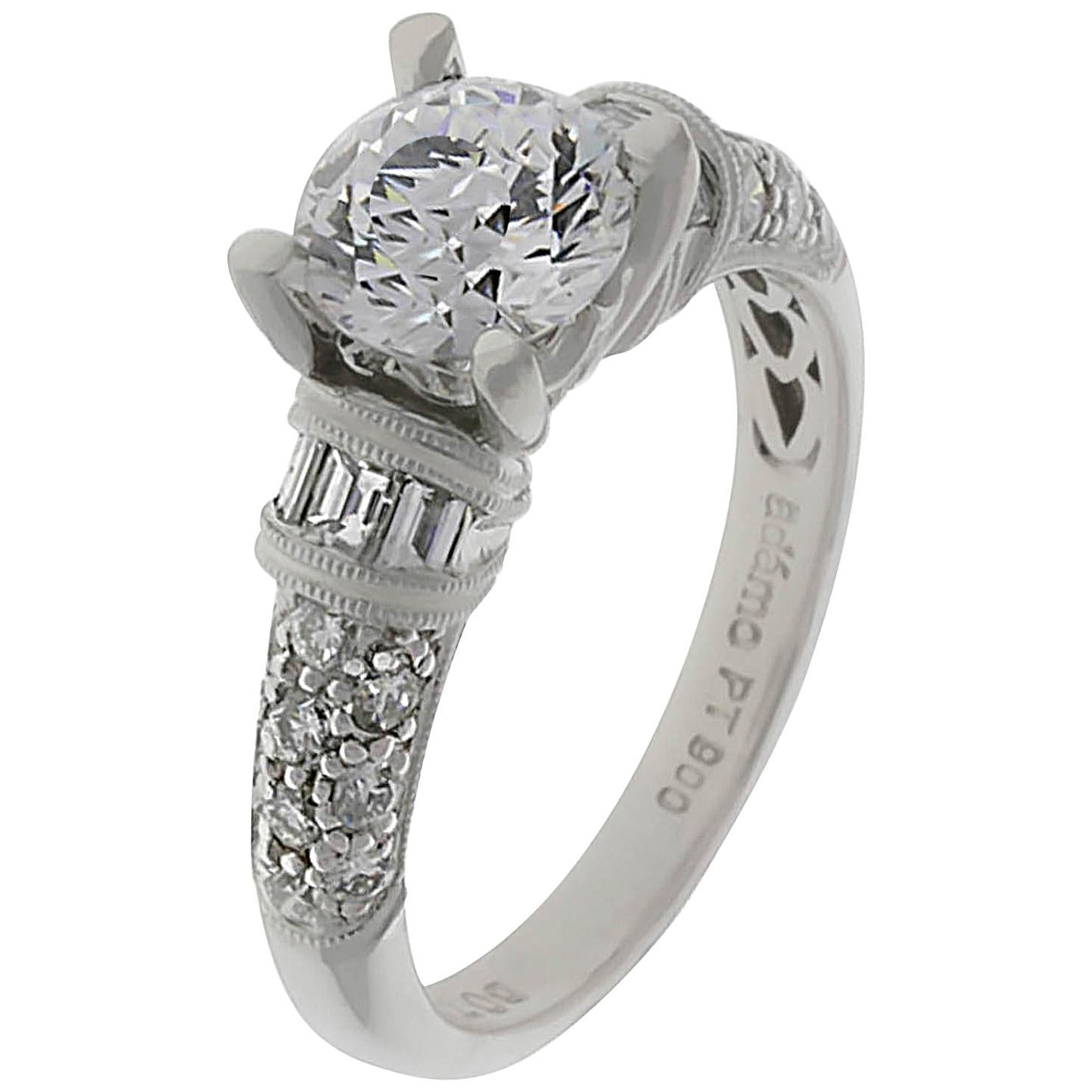 Platinum Diamond Ring Containing 1.68 Carat of Diamonds For Sale