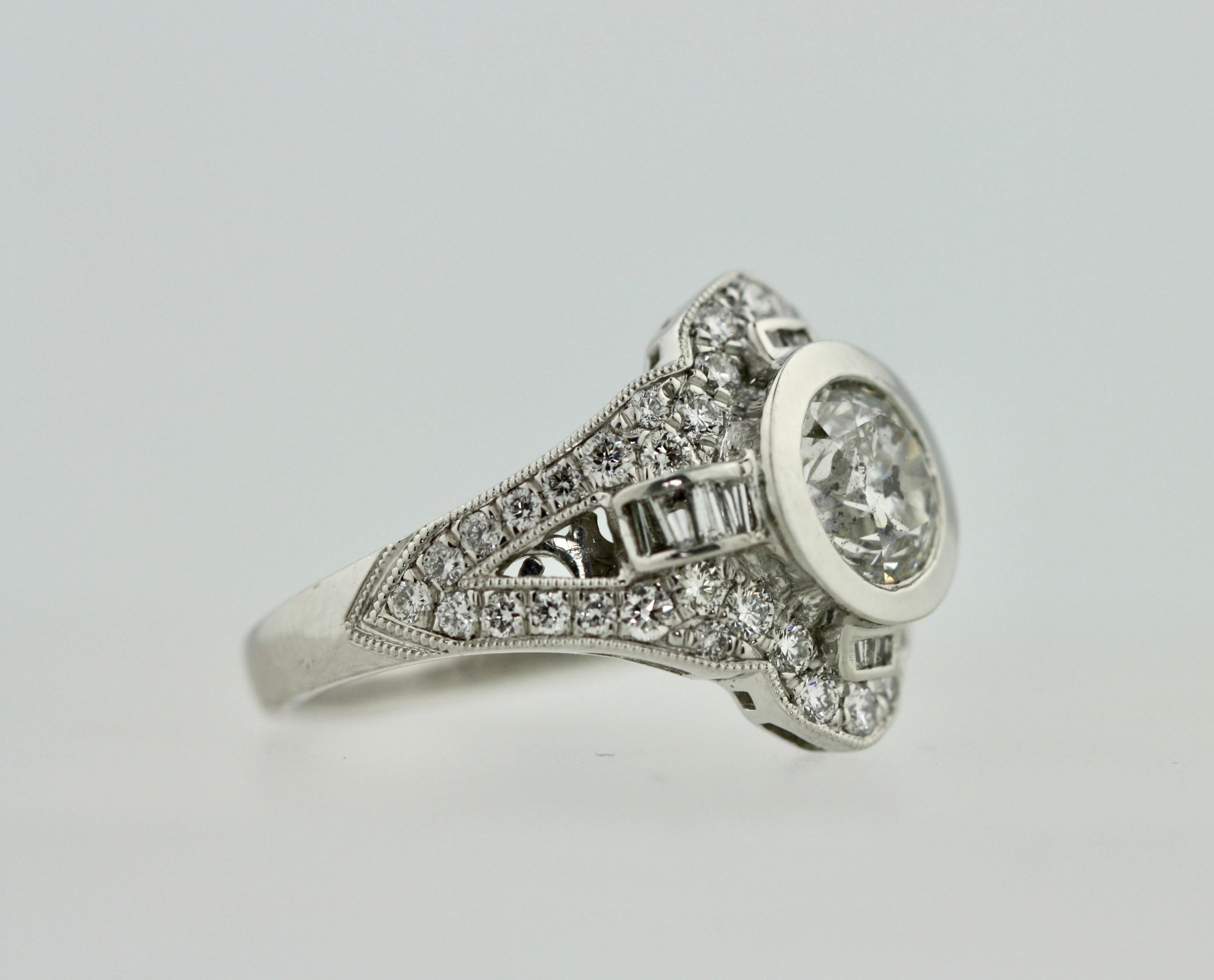 Baguette Cut Platinum Diamond Ring