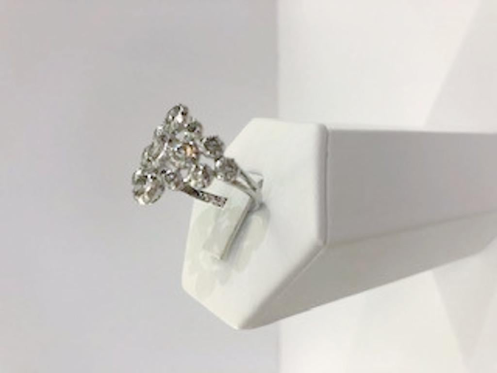 Old Mine Cut Platinum Diamond Ring For Sale