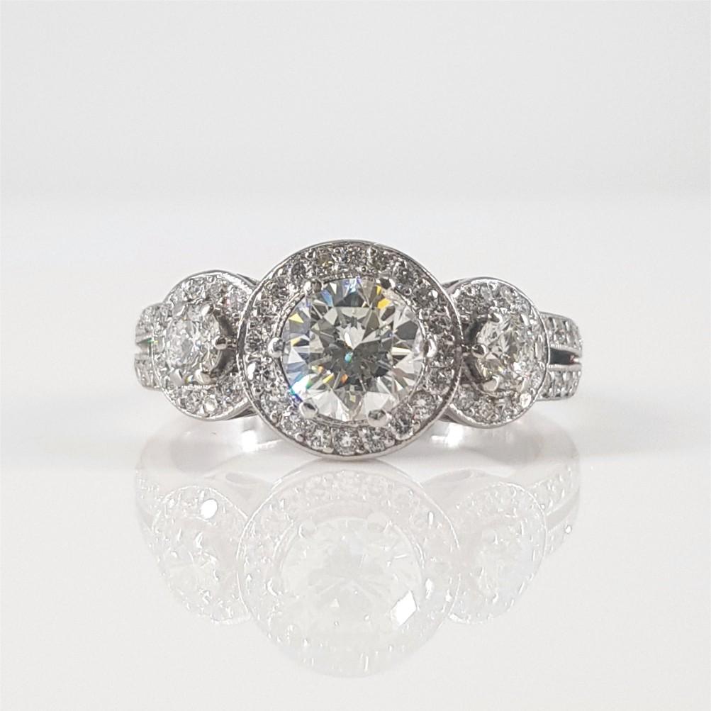 Modern Platinum Diamond Ring For Sale