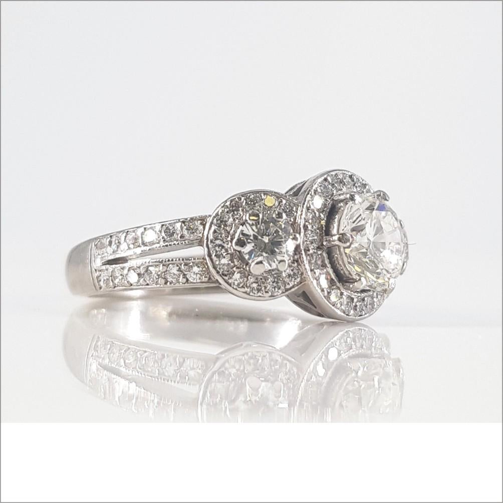 Round Cut Platinum Diamond Ring For Sale