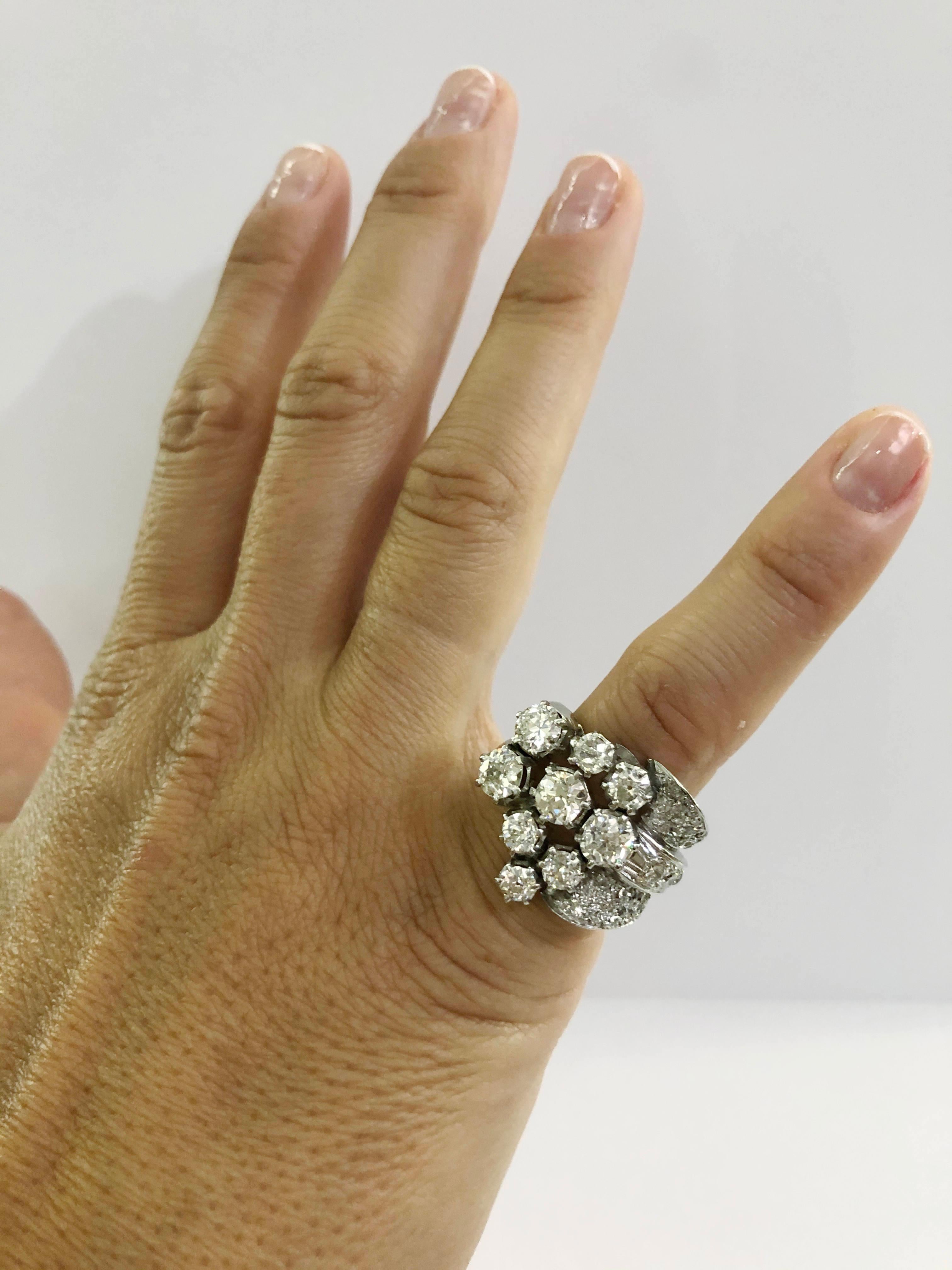 Anello con diamante in platino in vendita 2