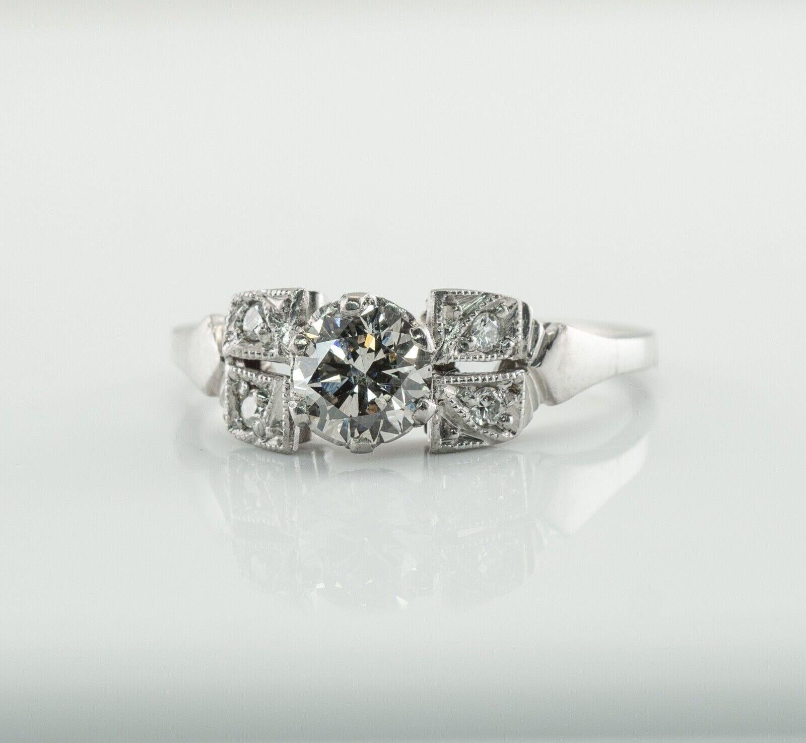 Platinum Diamond Ring Old Cut Engagement In Good Condition For Sale In East Brunswick, NJ