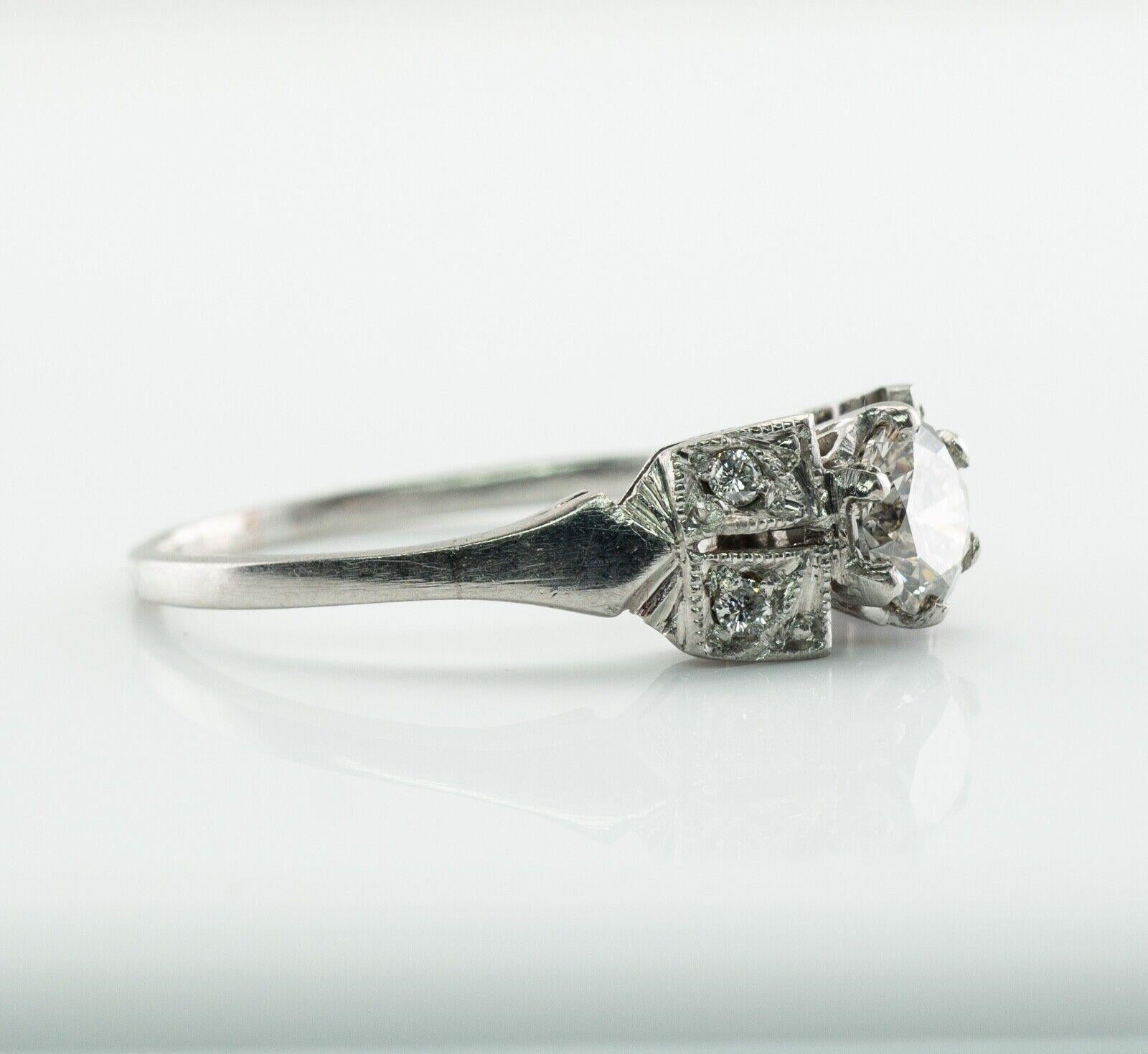 Platinum Diamond Ring Old Cut Engagement For Sale 1