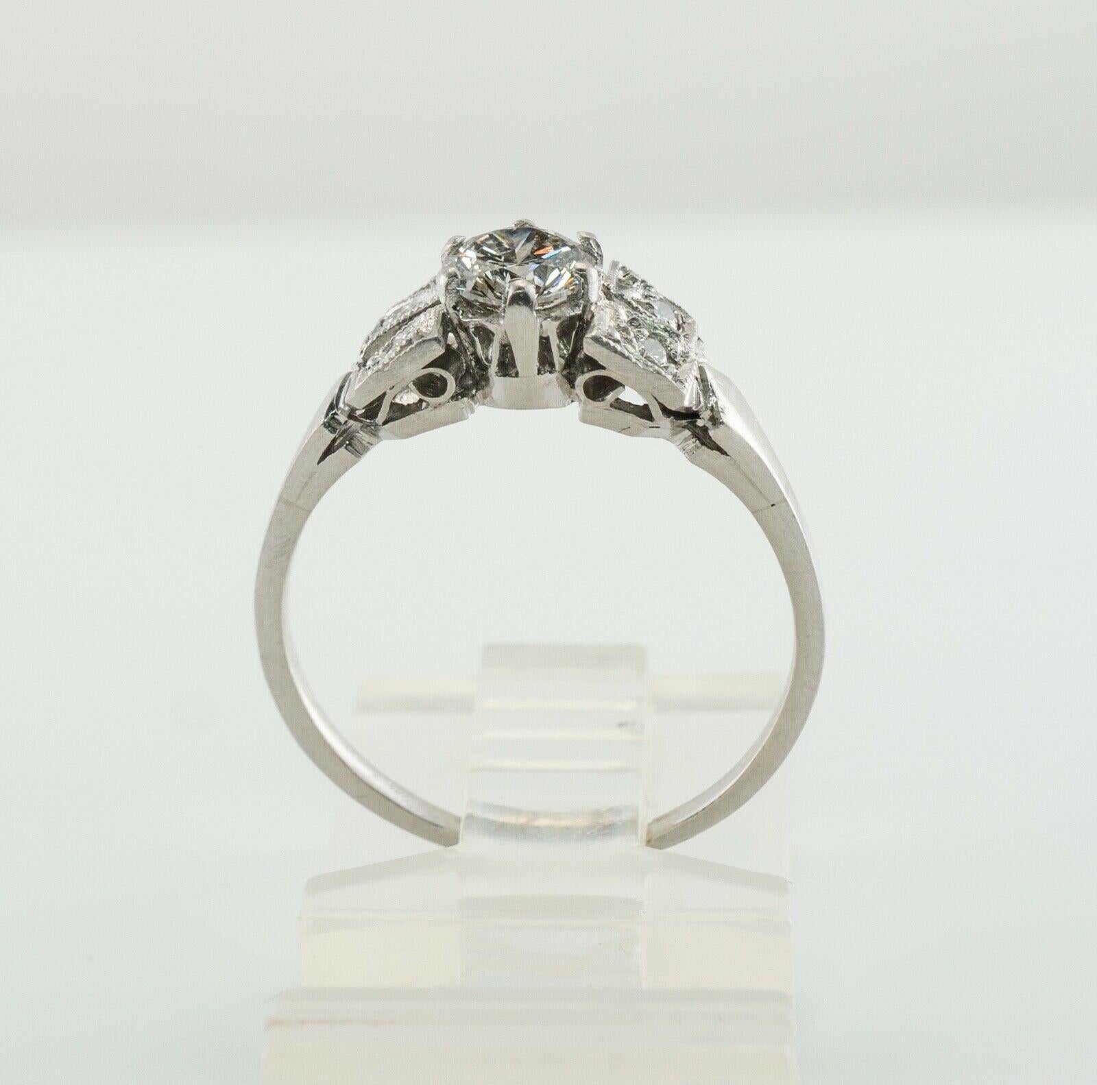 Platinum Diamond Ring Old Cut Engagement For Sale 2
