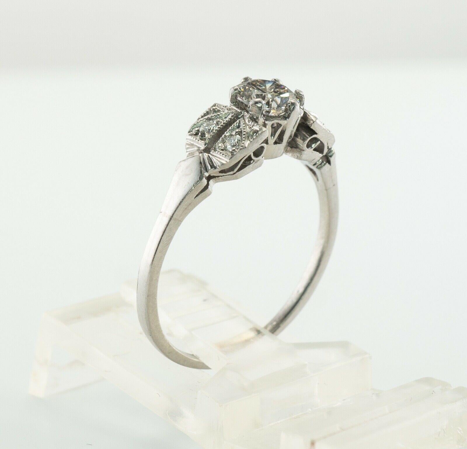 Platinum Diamond Ring Old Cut Engagement For Sale 3