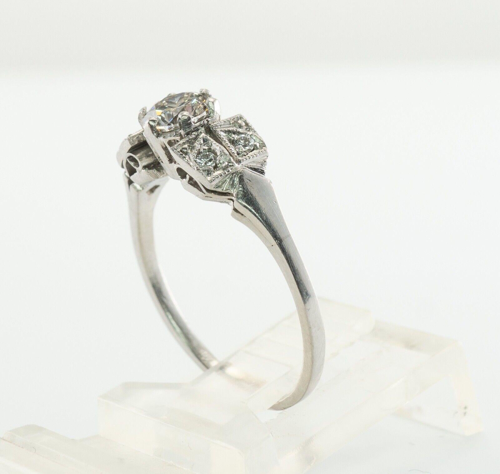 Platinum Diamond Ring Old Cut Engagement For Sale 4