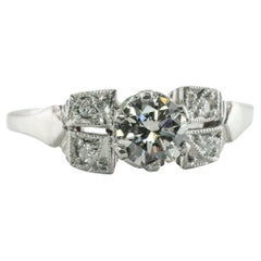 Used Platinum Diamond Ring Old Cut Engagement