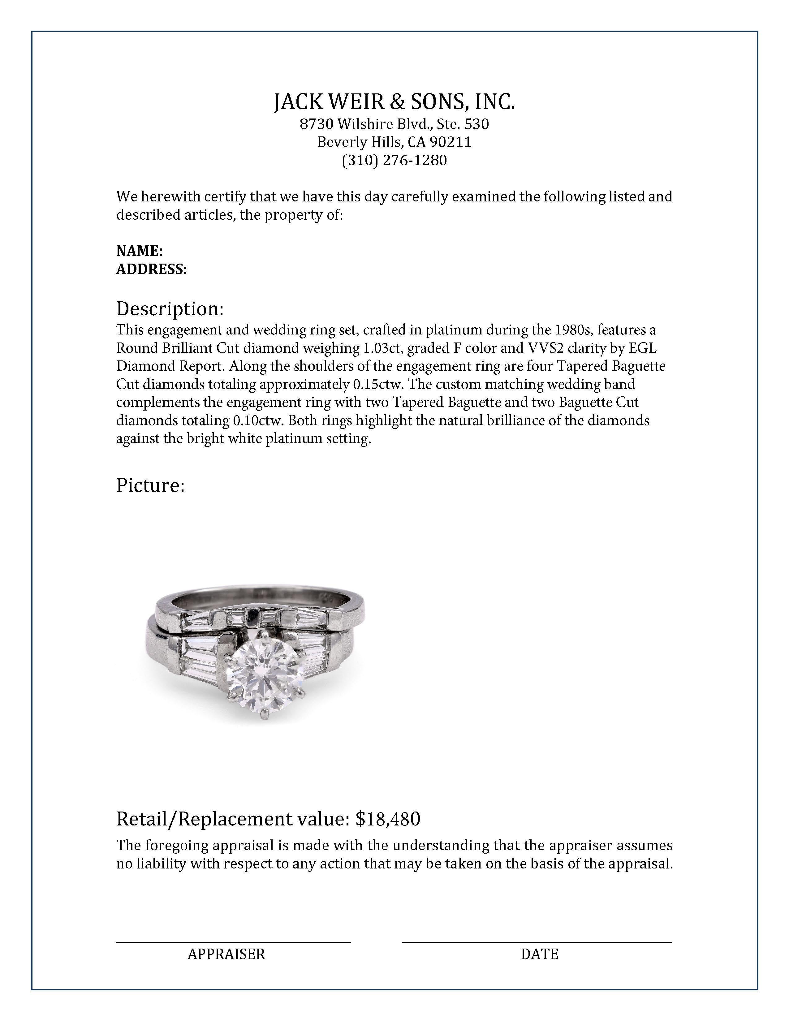 Women's or Men's Platinum Diamond Ring Set For Sale