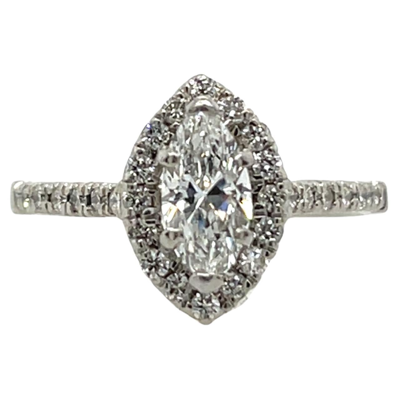 Platinum Diamond Ring, Set With 0.30ct GIA Marquise Shape Diamond