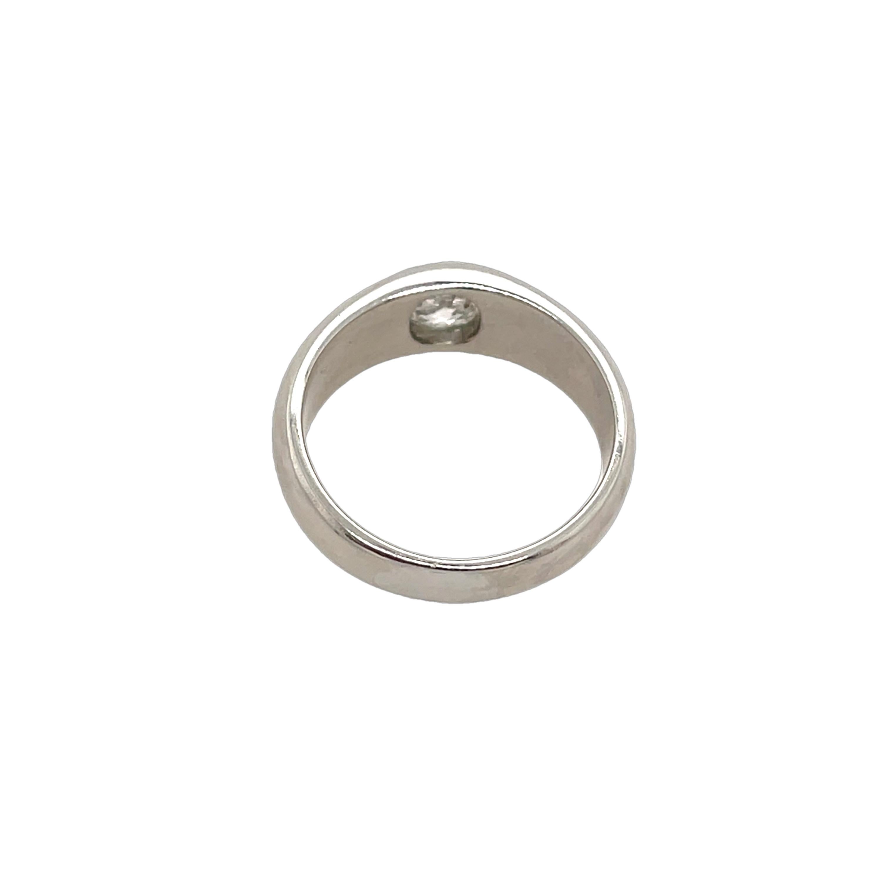 Platin-Diamantring aus Platin, gefasst mit 0,50 Karat natürlichem Diamanten im runden Rosenschliff für Damen oder Herren
