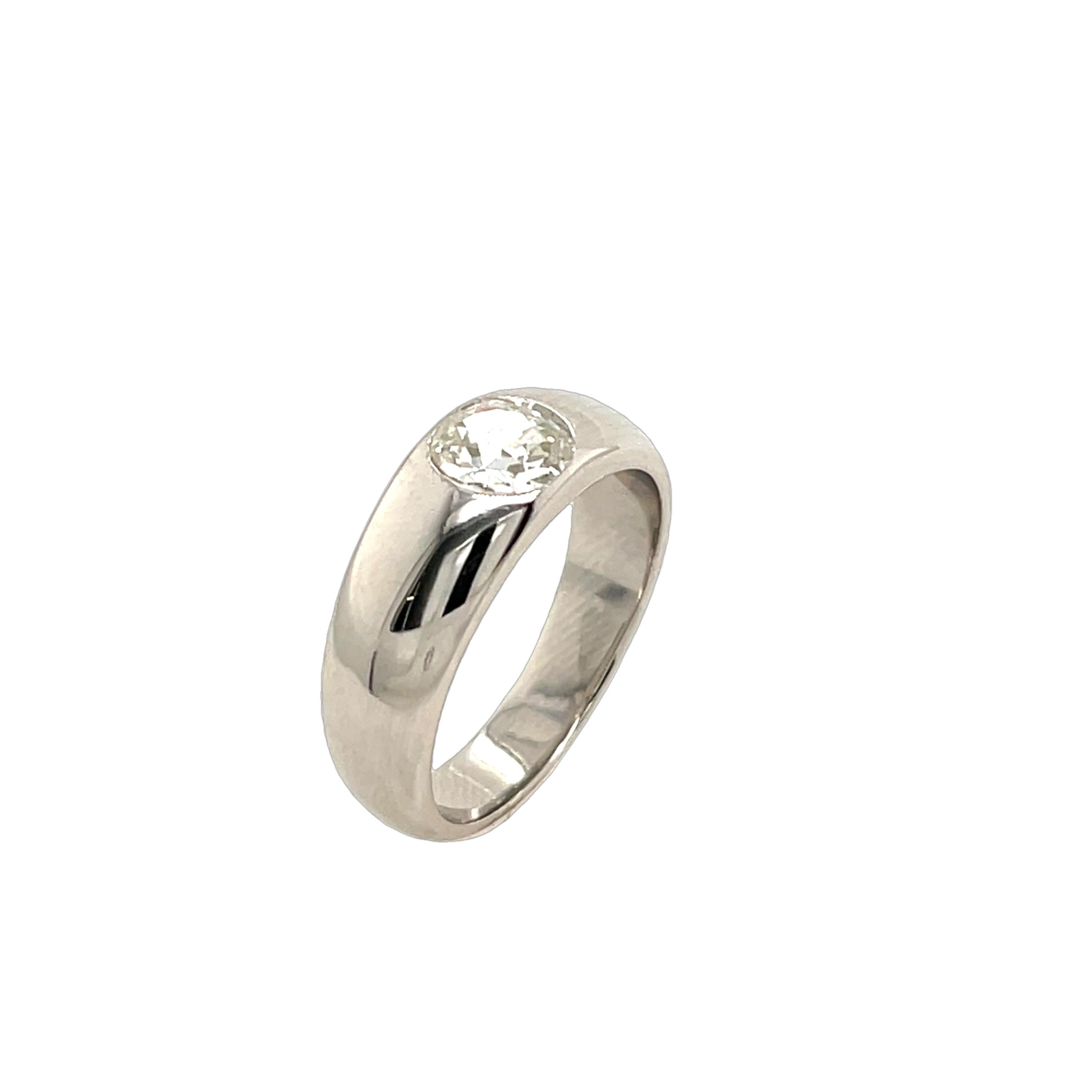 Platin-Diamantring aus Platin, gefasst mit 0,50 Karat natürlichem Diamanten im runden Rosenschliff 1
