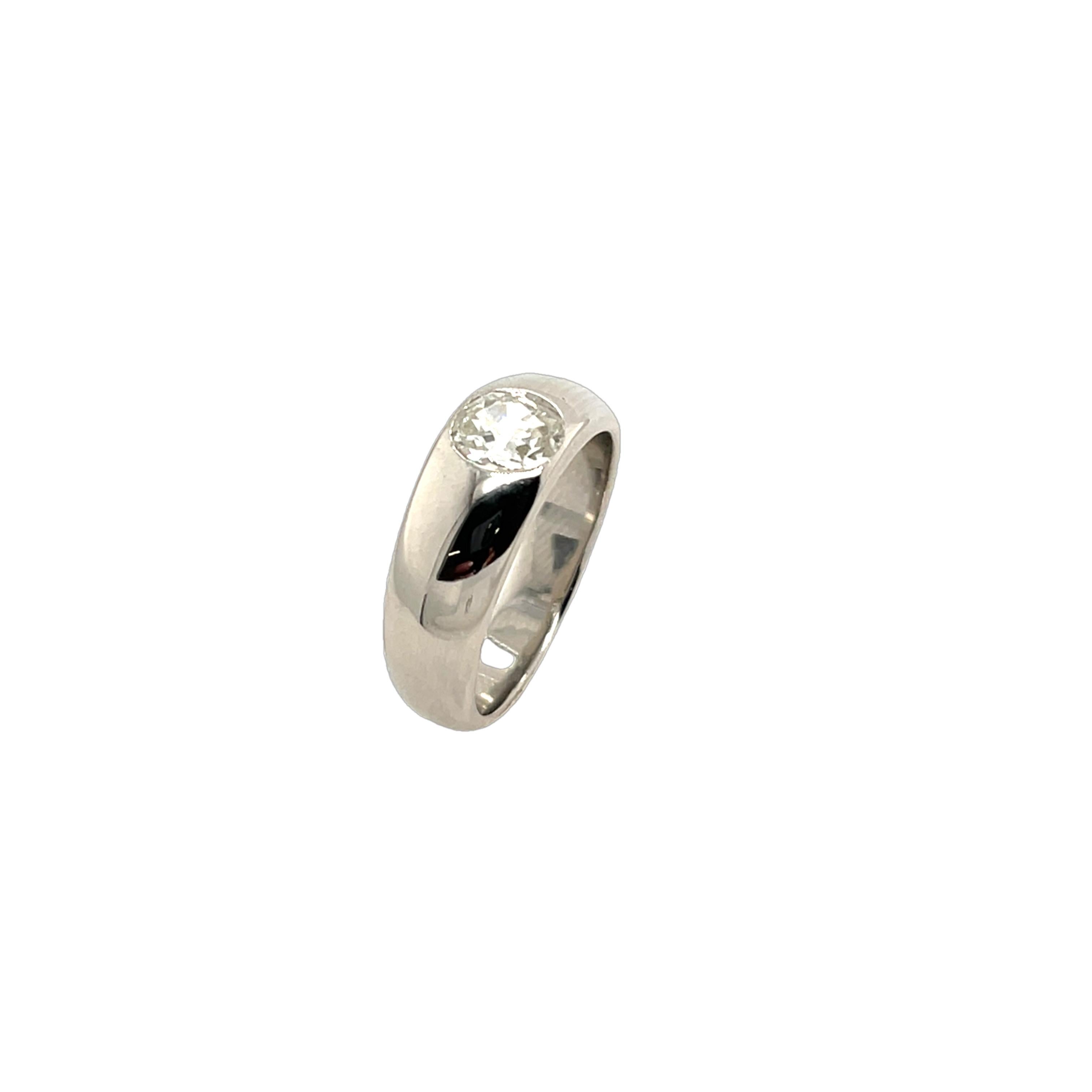 Platin-Diamantring aus Platin, gefasst mit 0,50 Karat natürlichem Diamanten im runden Rosenschliff 2