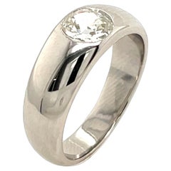 Platin-Diamantring aus Platin, gefasst mit 0,50 Karat natürlichem Diamanten im runden Rosenschliff