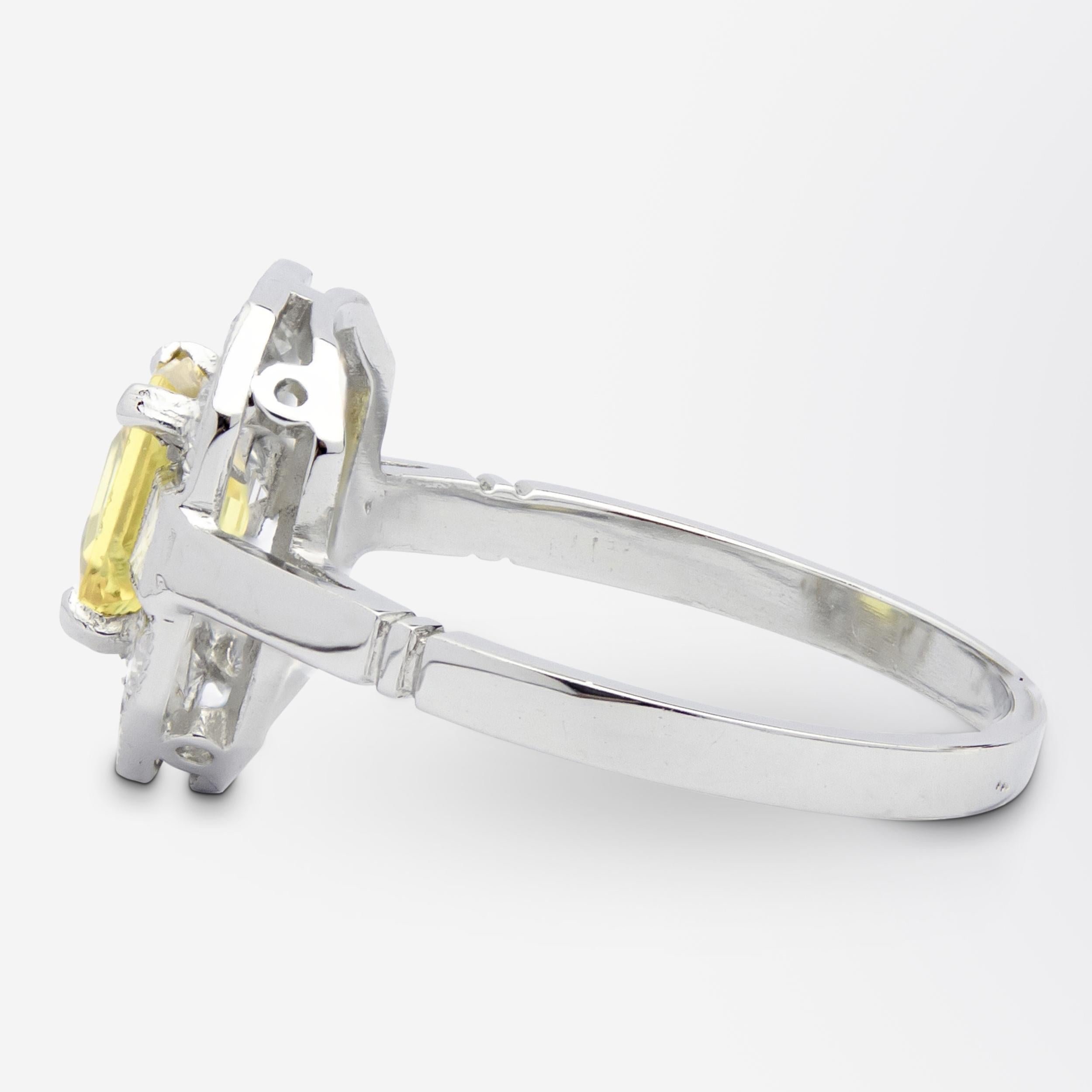 Platinum & Diamond Ring Set With Australian Type Yellow Sapphire In Good Condition For Sale In Brisbane, QLD