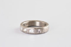 Platinum Diamond Ring with Baguette and Brilliant Cut