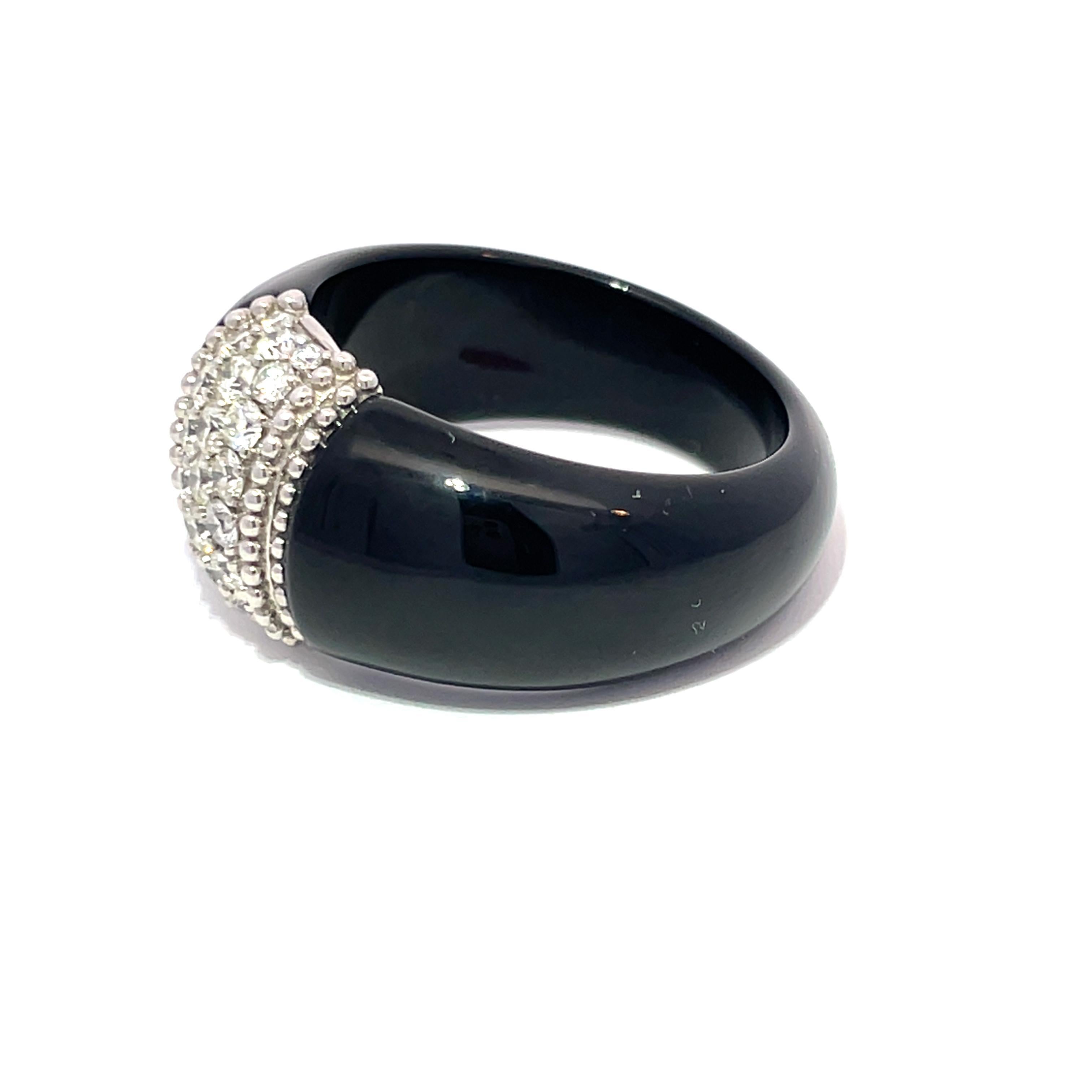 Femenino o masculino Anillo de diamantes en platino con banda de ónix negro en venta