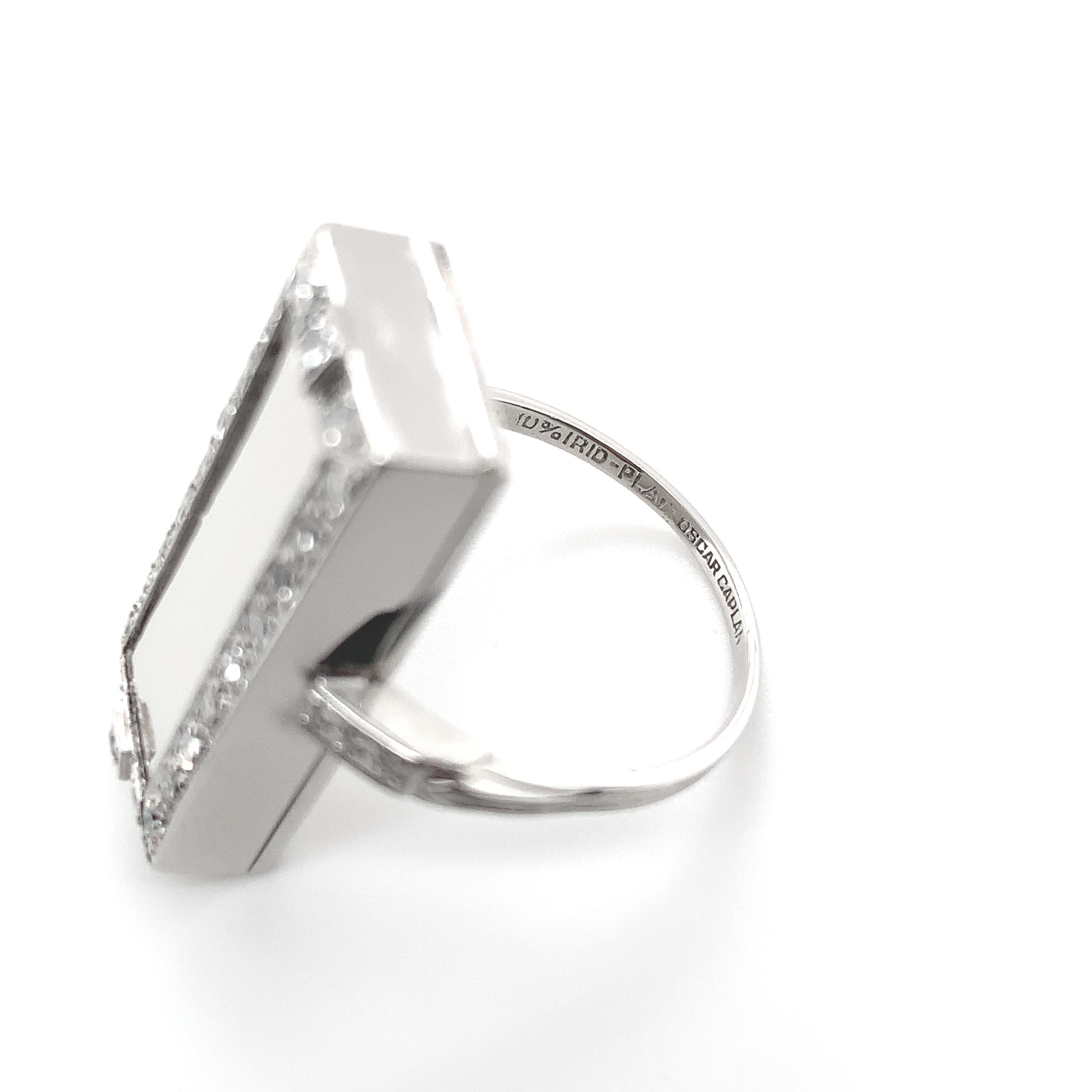 Bague en platine avec ouvertures compartimentées taille 6,75 en vente 5
