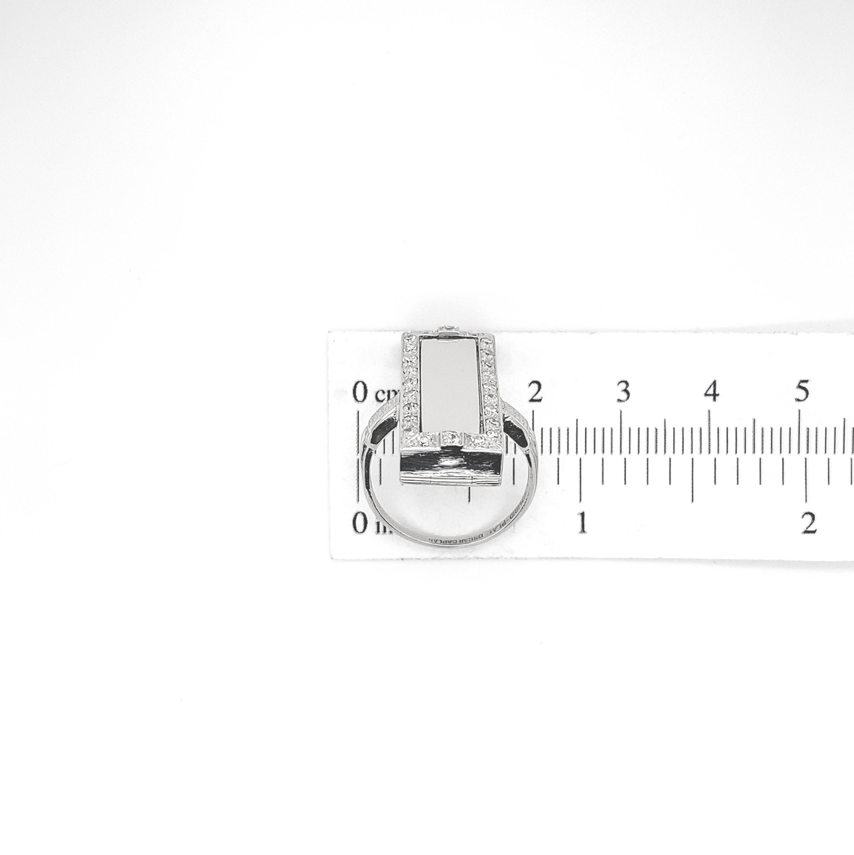 Bague en platine avec ouvertures compartimentées taille 6,75 en vente 6