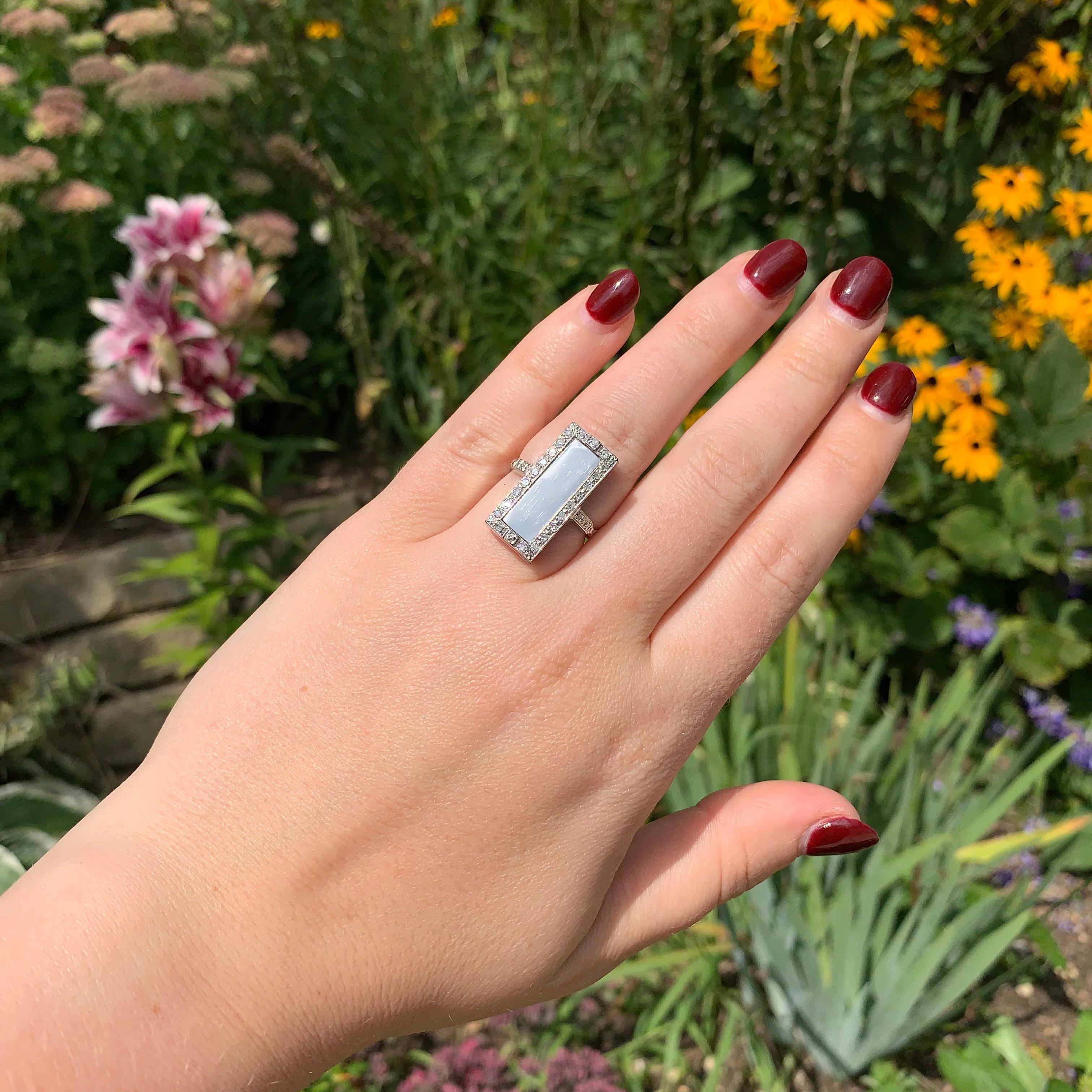 Bague en platine avec ouvertures compartimentées taille 6,75 en vente 3