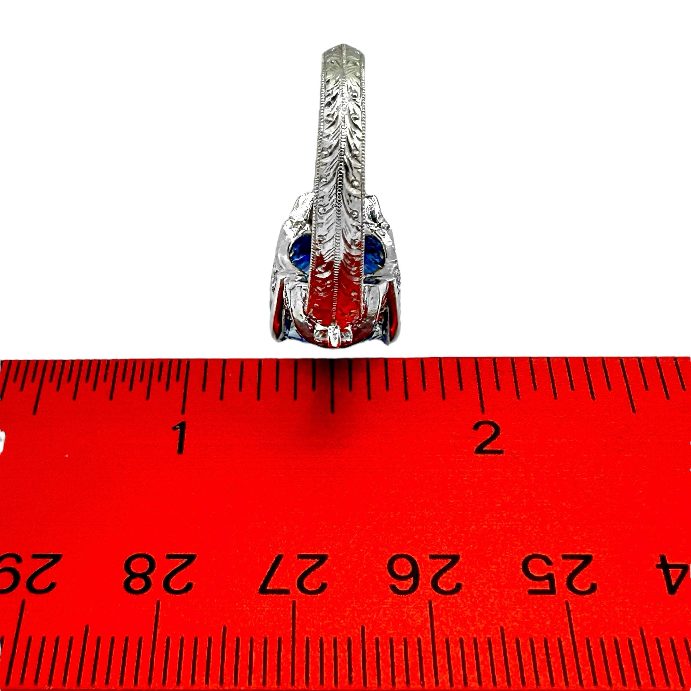 Platinum & Diamond Ring with Cornflower Blue 9.03ct Ceylon Sapphire No Heat For Sale 5