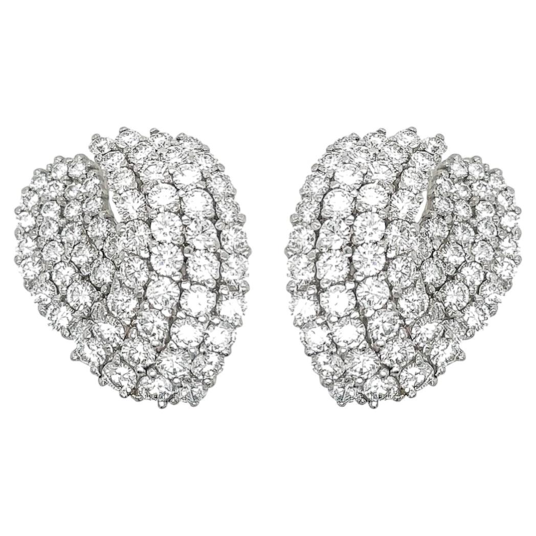 Platinum Diamond Rounded V Earrings