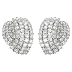 Platinum Diamond Rounded V Earrings
