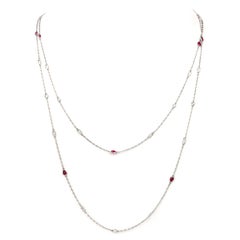 Platinum Diamond Ruby by the Yard Necklace