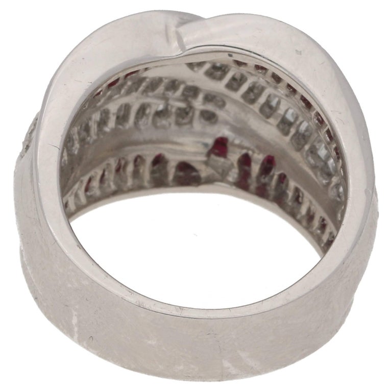 Platinum Diamond Ruby Dress Ring For Sale at 1stdibs