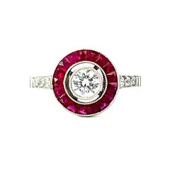 Platinum Diamond Ruby Target Ring