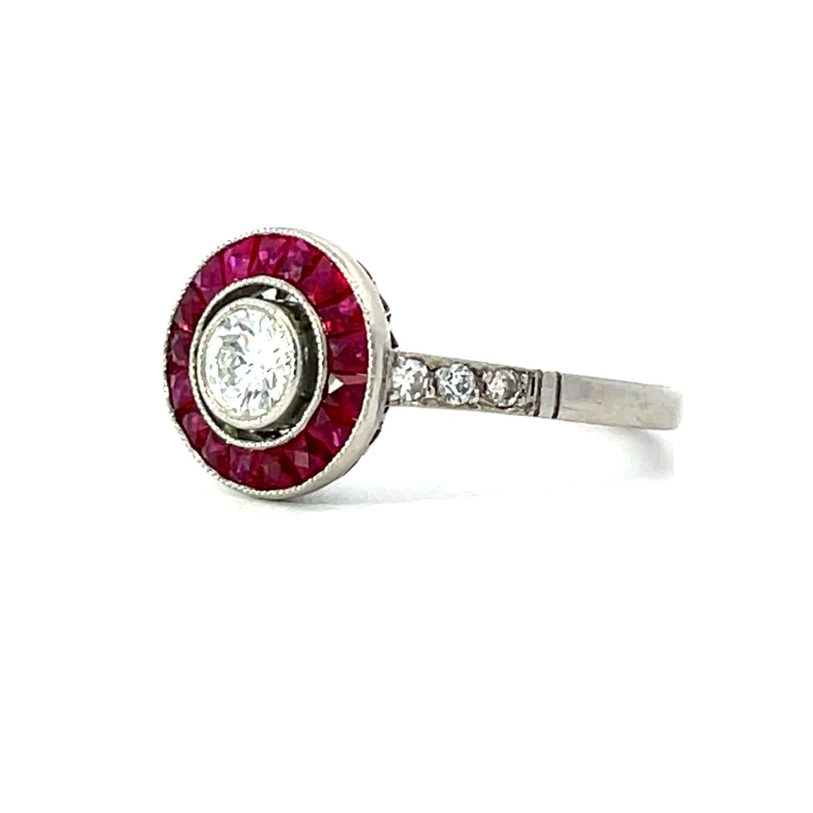 Platinum Diamond Ruby Target Ring - image 3