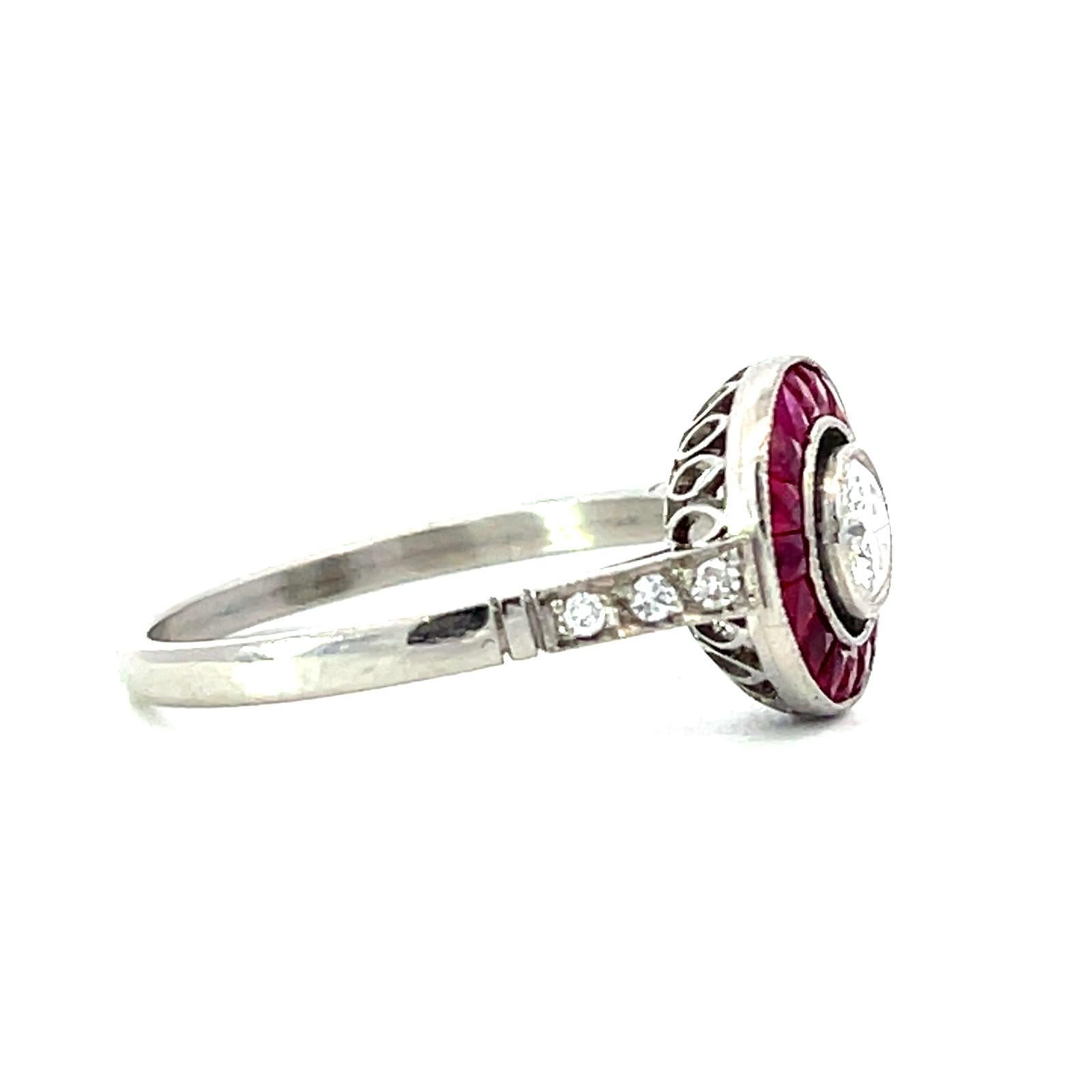 Platinum Diamond Ruby Target Ring - image 4